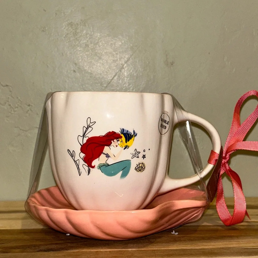 Rae Dunn Disney Collection Ceramic Teacup and Saucer The Little Mermaid NWTS! - Picture 7 of 7